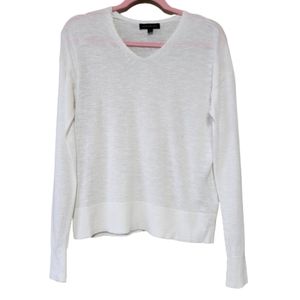 BANANA REPUBLIC Linen Blend Ivory Long Sleeve Pullover Sweater Small #0364